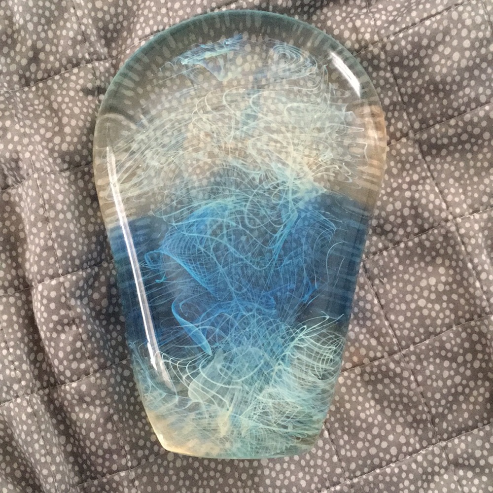 Blue glass paperweight sculpture Slade
